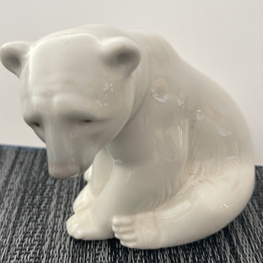 3" Lladro Figurine Seated Polar Bear # 1208 Excellent Condition